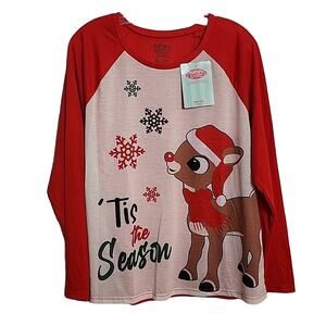 Rudolph the Red-Nosed Reindeer Raglan Long-Sleeve Tee, NWT, XL